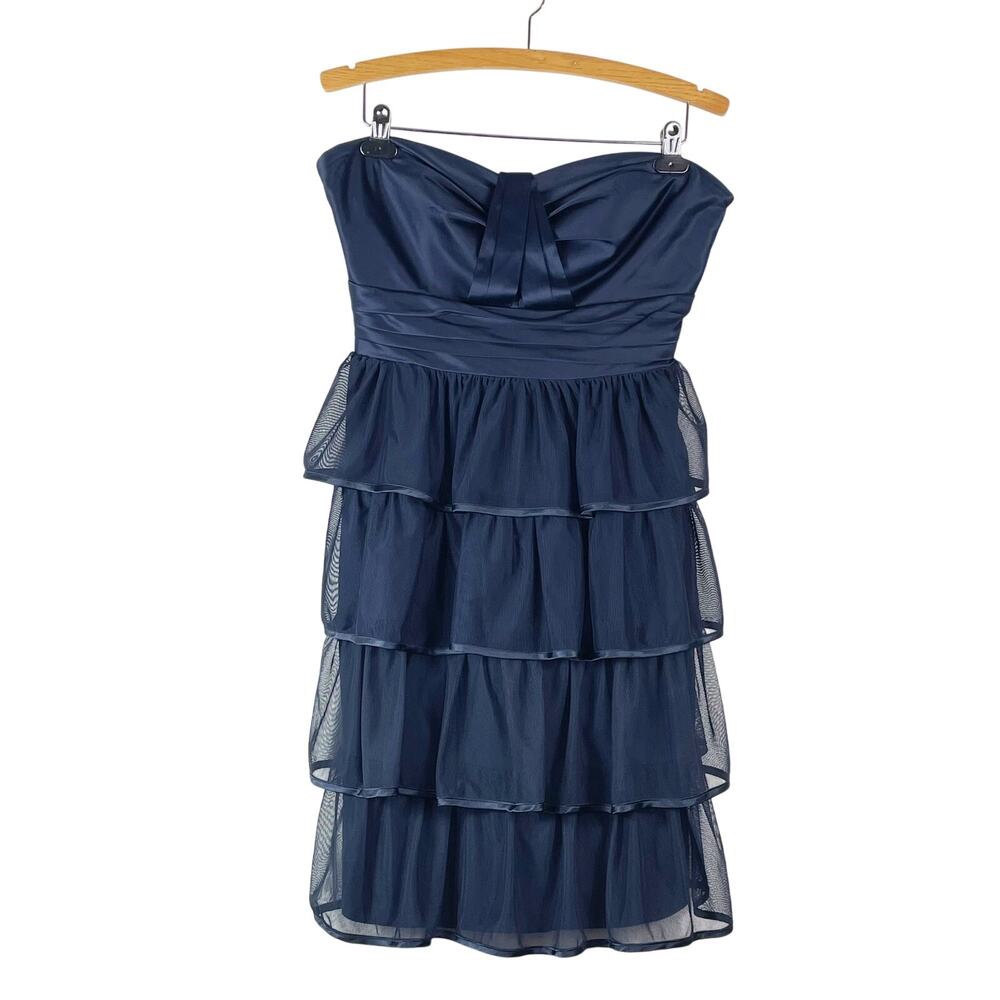Torrid Y2K Women's Navy Blue Strapless Dress Tiered Size 14 Whimsy Fairy 2000s